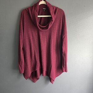 Express Women's Burgundy Cowl Neck Sweater